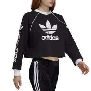 Adidas Women's Black Crop Sweatshirt